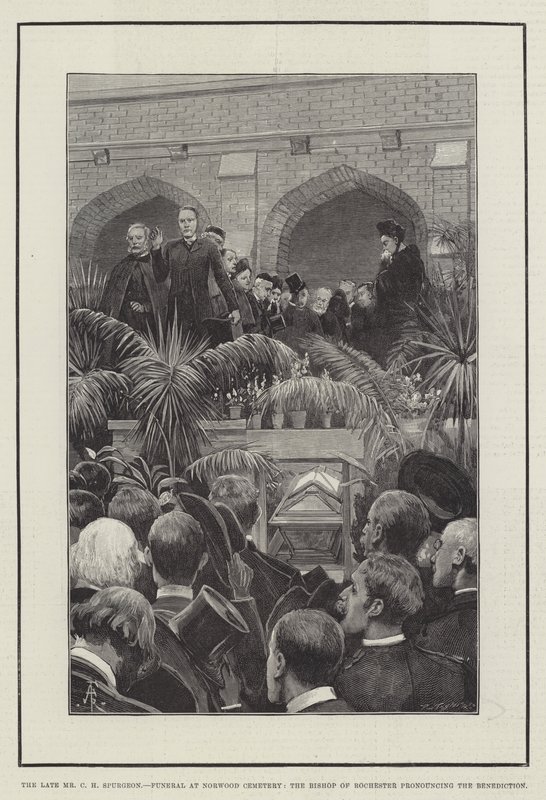 The Late Mr. C. H. Spurgeon, Funeral at Norwood Cemetery, the Bishop of Rochester Pronouncing the Benediction by Amedee Forestier
