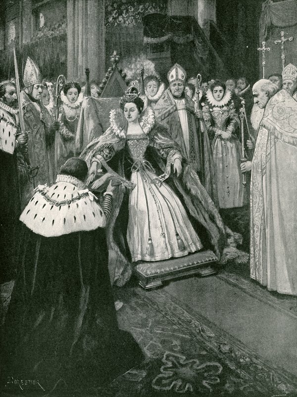 The Presentation of the Gloves by the Lord of the Manor of Worksop at the Coronation of Elizabeth by Amedee Forestier