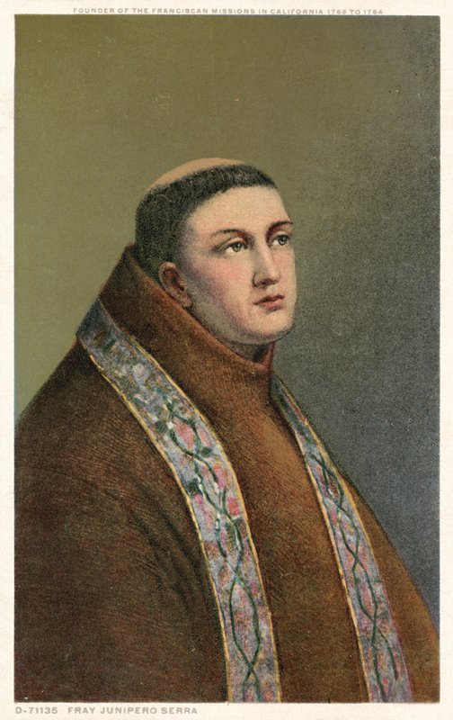 Fray Junipero Serra, founder of the Franciscan Missions in California 1769 to 1784 by American School