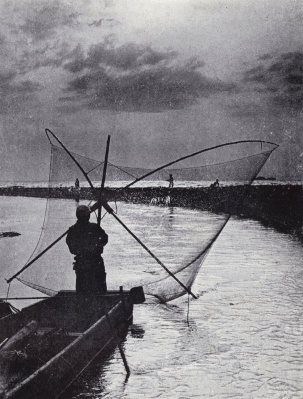 A Japanese Fisherman Drawing His Net by American Photographer (after)