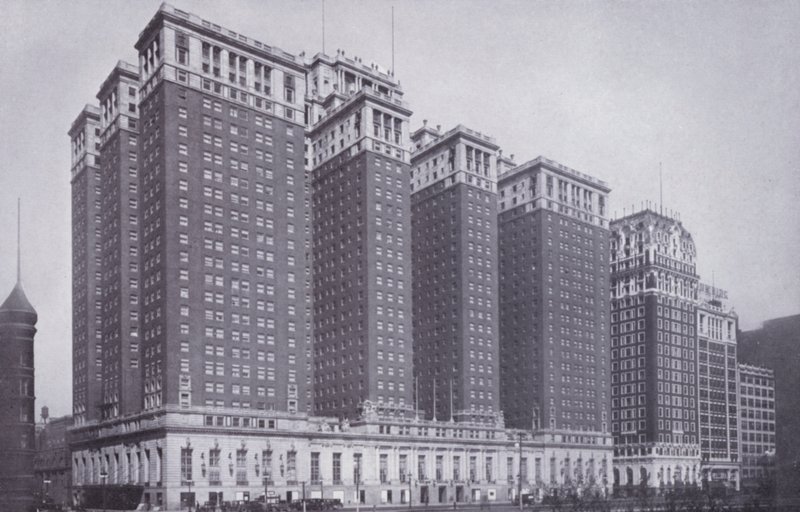 Chicago: The Stevens Hotel, with Blackstone Hotel at Right by American Photographer (after)