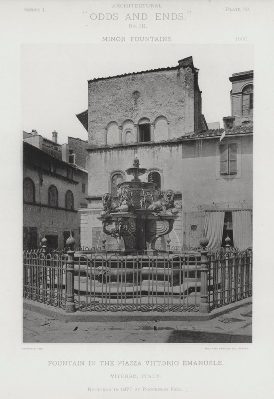 Fountain in the Piazza Vittorio Emanuele, Viterbo, Italy by American Photographer (after)