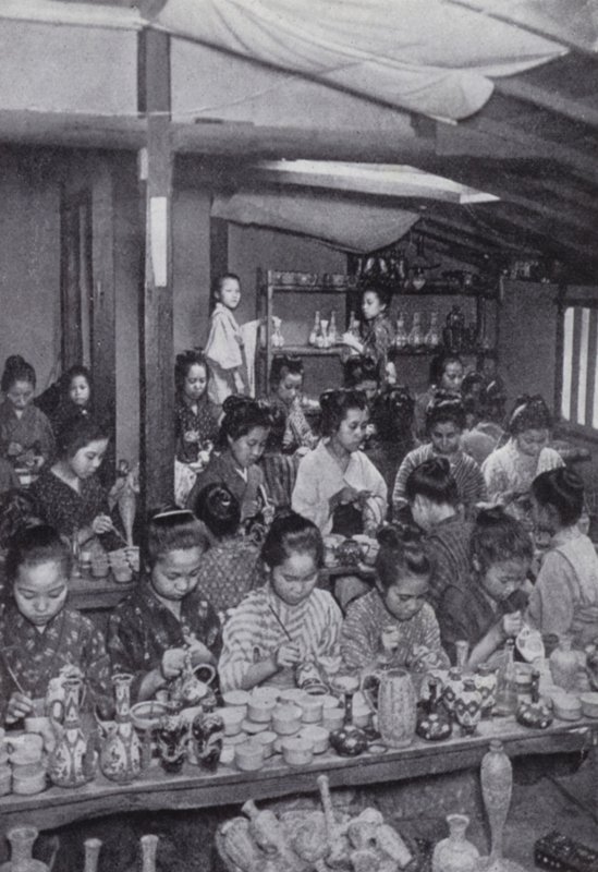 Girls decorating cheap pottery by American Photographer (after)