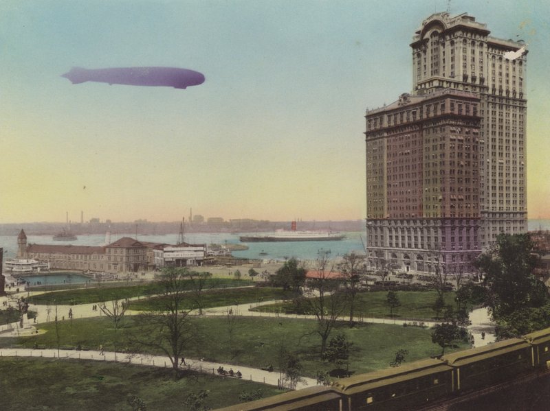 New York: Pier No 1, North River; Battery Park and Whitehall Building by American Photographer (after)