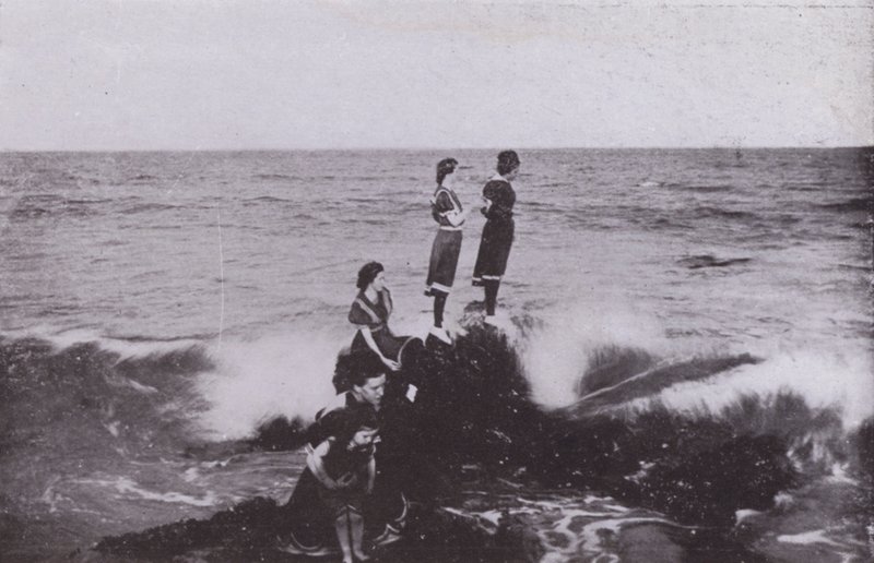 Old Orchard Beach, Maine: Surf at Googins Rocks by American Photographer (after)