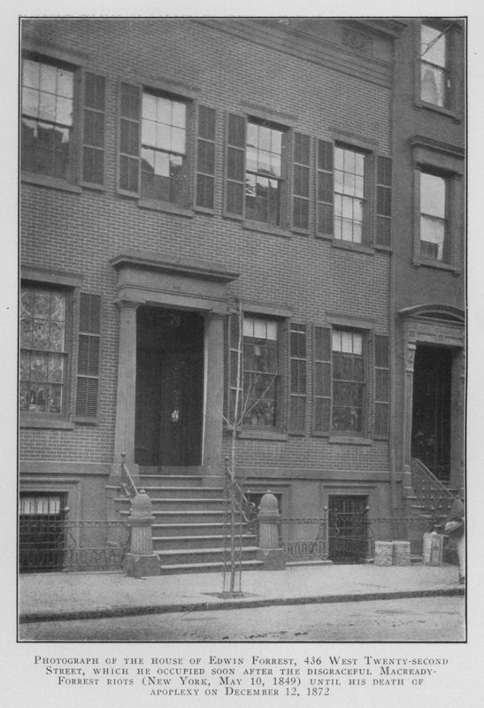 Photograph of the house of Edwin Forrest, 436 West Twenty-second Street, which he occupied soon after the disgraceful Macready Forrest riots by American Photographer (after)