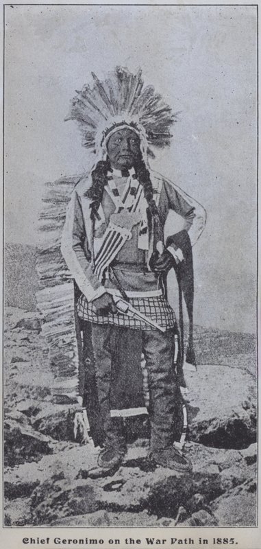 The Apache chief Geronimo on the warpath in 1885 by American Photographer (after)