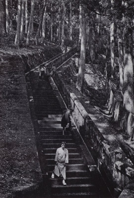 The Stairs Leading to the Tomb of the Shogun Ieyasu (b/w photo) by American Photographer (after)