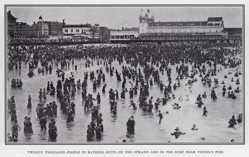 Twenty Thousand People in Bathing Suits on the Strand and in the Surf near Young