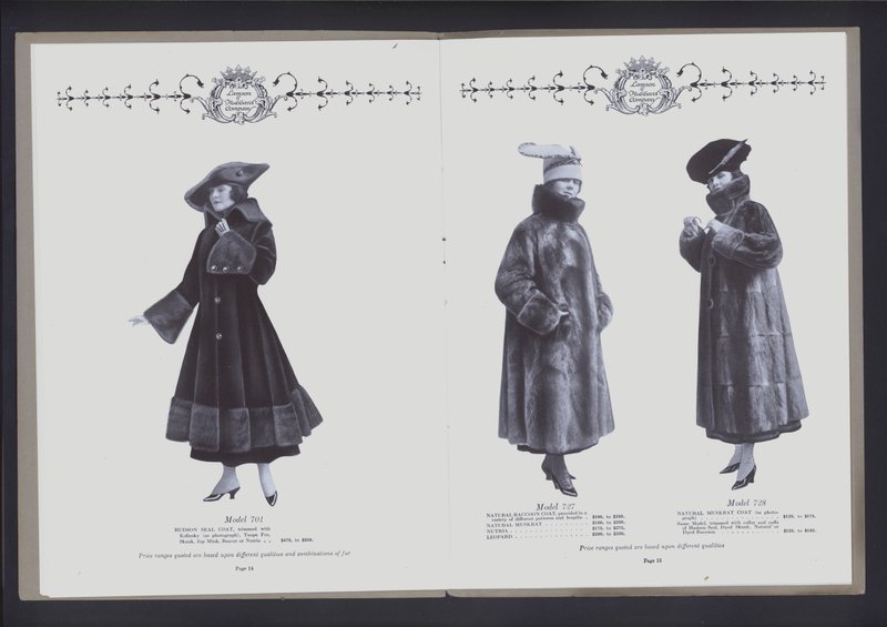 Two-page spread from The Theater of Fur Fashion by American Photographer (after)
