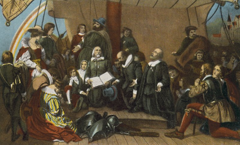 Embarkation of the Pilgrims, from Delft Haven, 22 July 1620 by American Photographer
