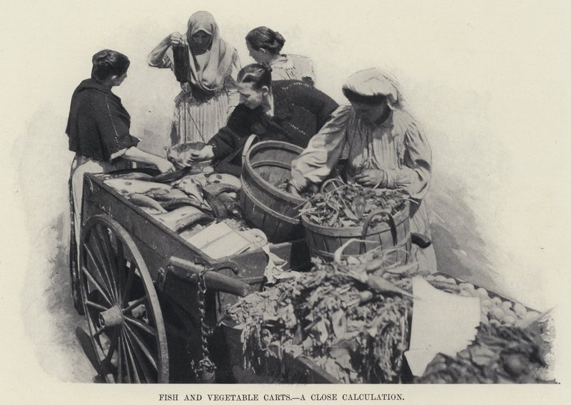 Fish and Vegetable Carts, a Close Calculation by American Photographer