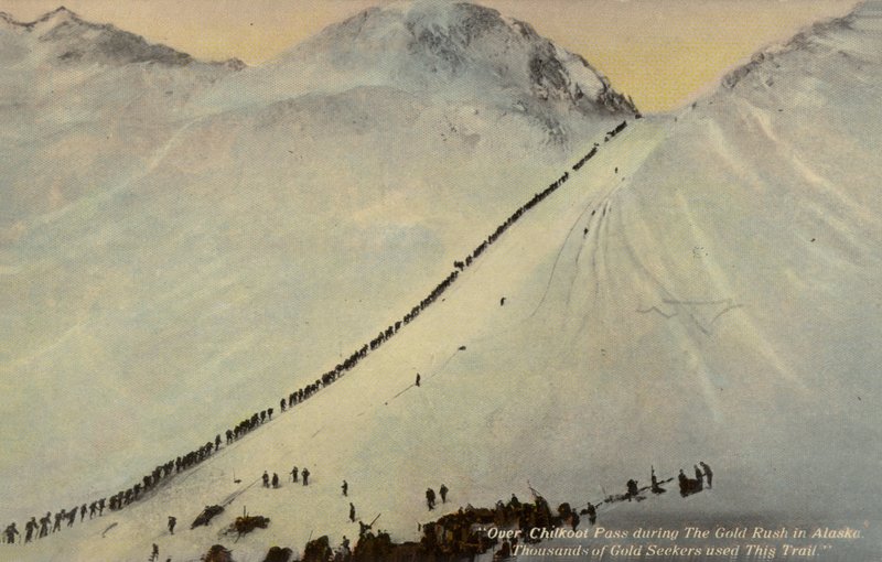 Gold Seekers Crossing the Chilkoot Pass During the Alaskan Gold Rush, 1896-1899 by American Photographer