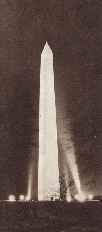 Obelisk Illuminated by Floodlights at Night by American Photographer