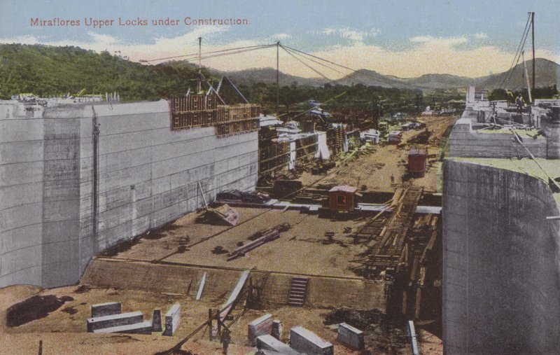 Panama Canal, Miraflores Upper Locks Under Construction by American Photographer