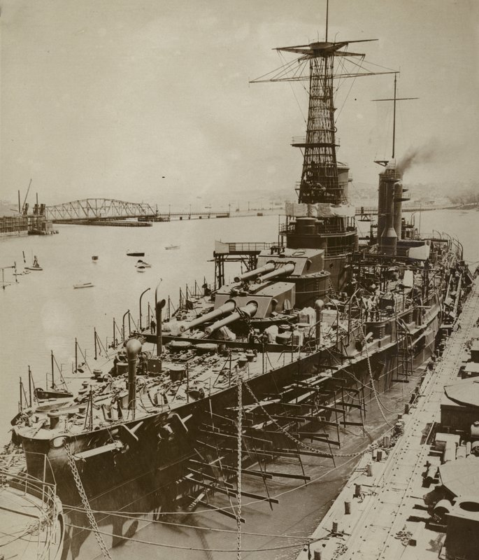 Putting the Finishing Touches to a New American Battleship by American Photographer