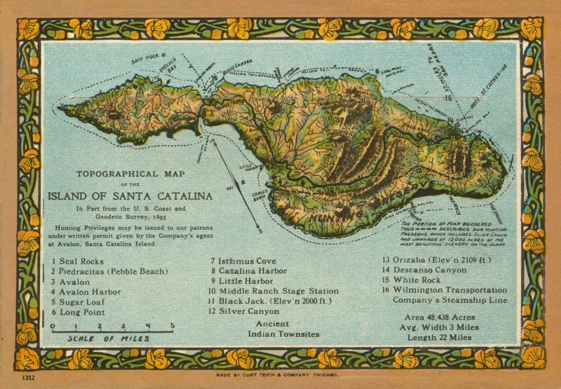 Topographical Map of the Island of Santa Catalina, California by American Photographer