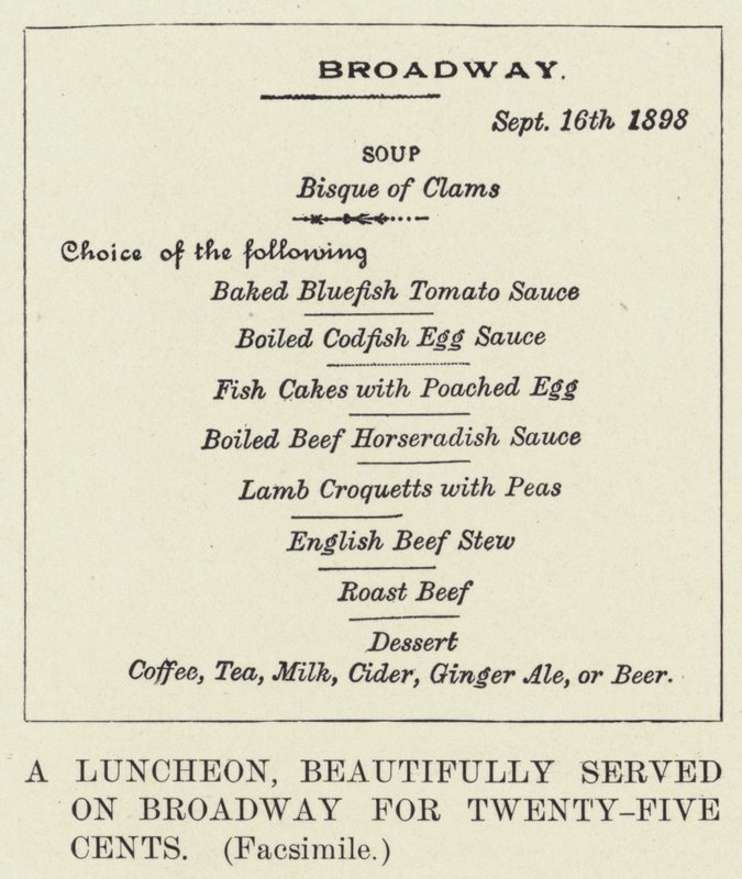 A Luncheon, beautifully served on Broadway for Twenty-Five Cents, Facsimile by American School