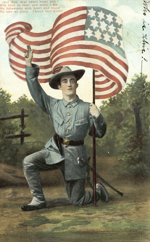 American Soldier Holding the Stars and Stripes by American School