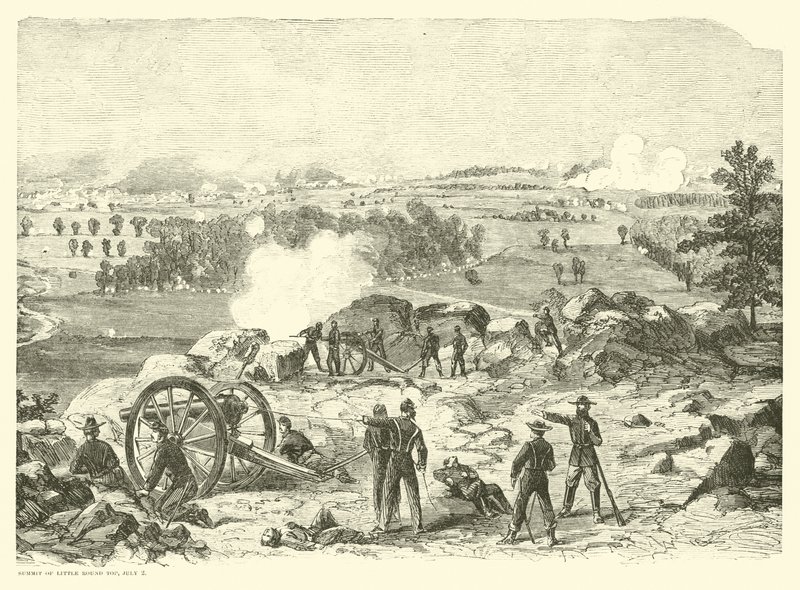 Battle of Gettysburg, Summit of Little Round Top, July 2, 1863 by American School
