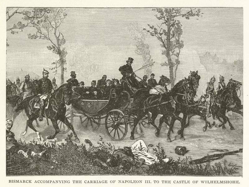 Bismarck accompanying the carriage of Napoleon III to the Castle of Wilhelmshohe by American School