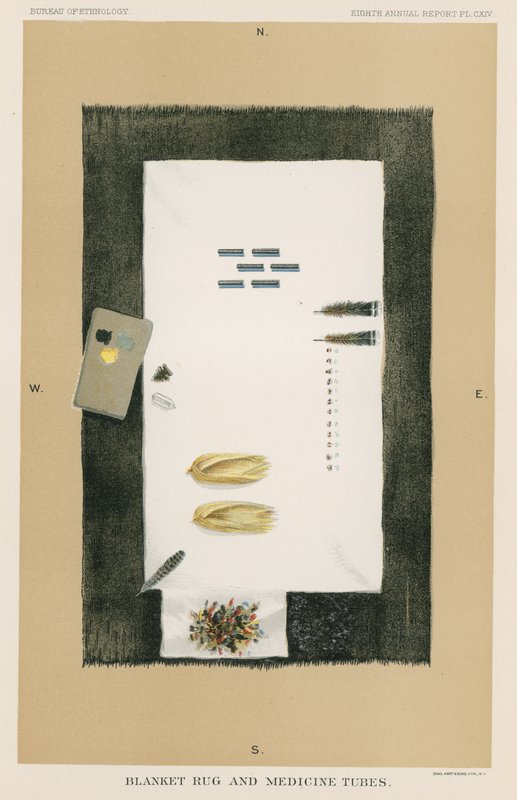 Blanket Rug and Medicine Tubes by American School