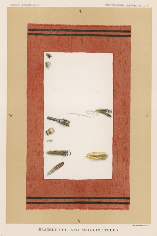 Blanket Rug and Medicine Tubes by American School