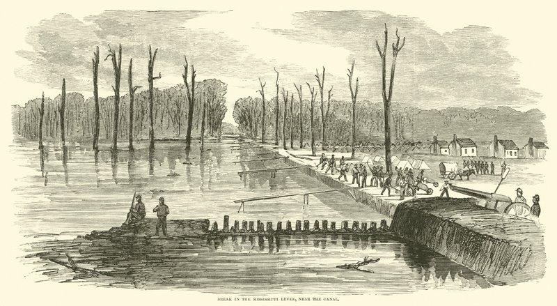 Break in the Mississippi Levee, Near the Canal, March 1863 by American School
