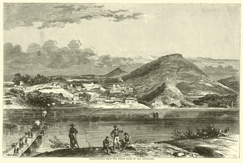 Chattanooga from the north bank of the Tennessee, September 1863 by American School