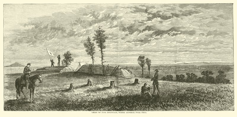 Crest of Pine Mountain, Where General Polk Fell, June 1864 by American School