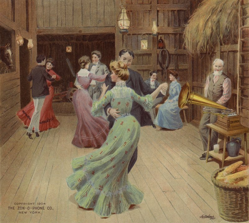 Dancing in a Barn to a Phonograph by American School