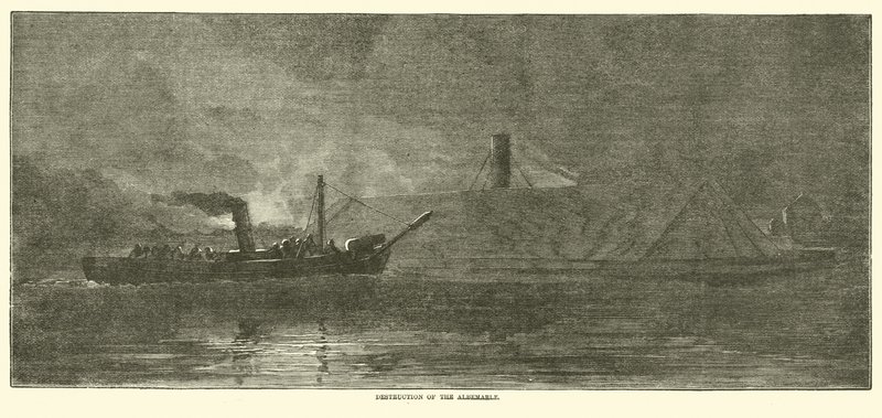 Destruction of the Albemarle, October 1864 by American School