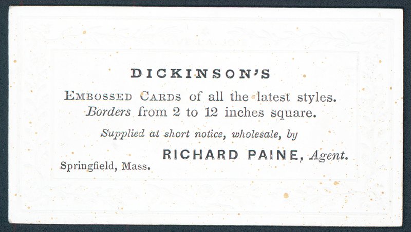 Dickinsons, supplier of embossed cards of all the latest styles by American School