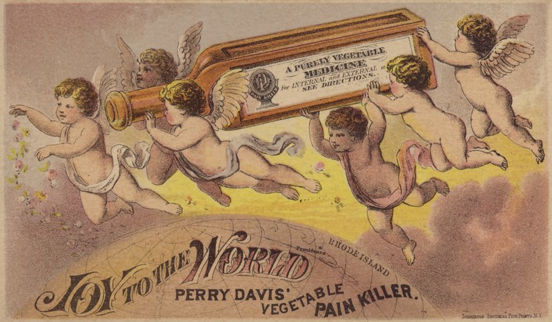 Flying Cherubs Carrying Medicine Bottle by American School