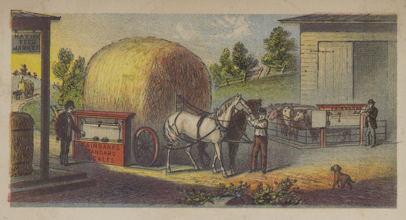 Hay Being Weighed on Fairbanks Standard Scales by American School