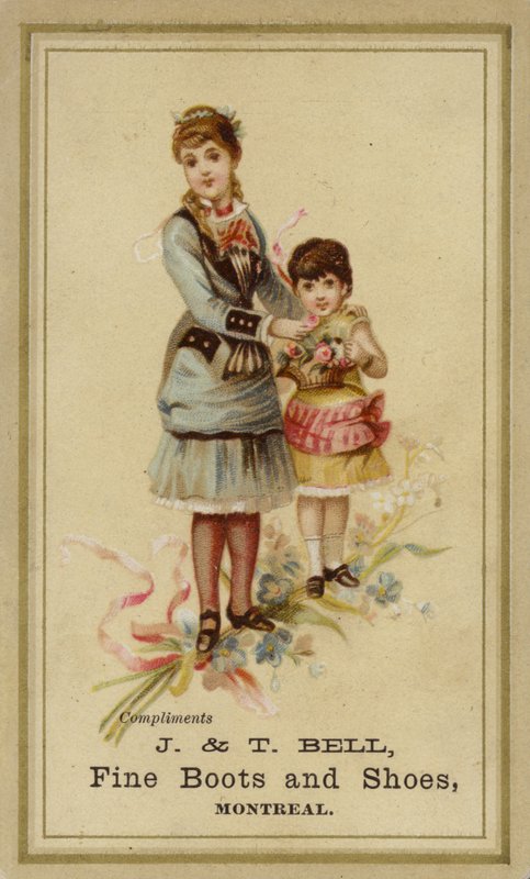 Lady and Girl with Basket of Flowers by American School