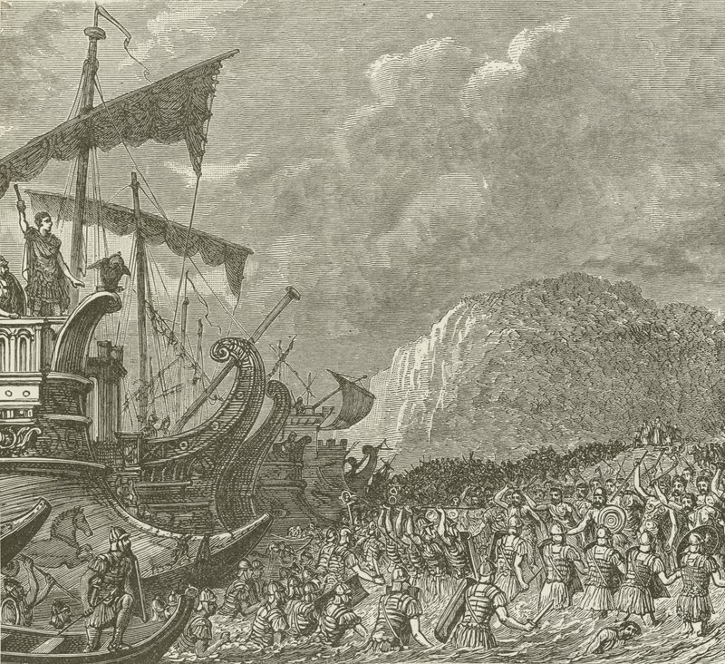 Landing of the Romans, under Caesar, in Britain, B.C. 55 by American School