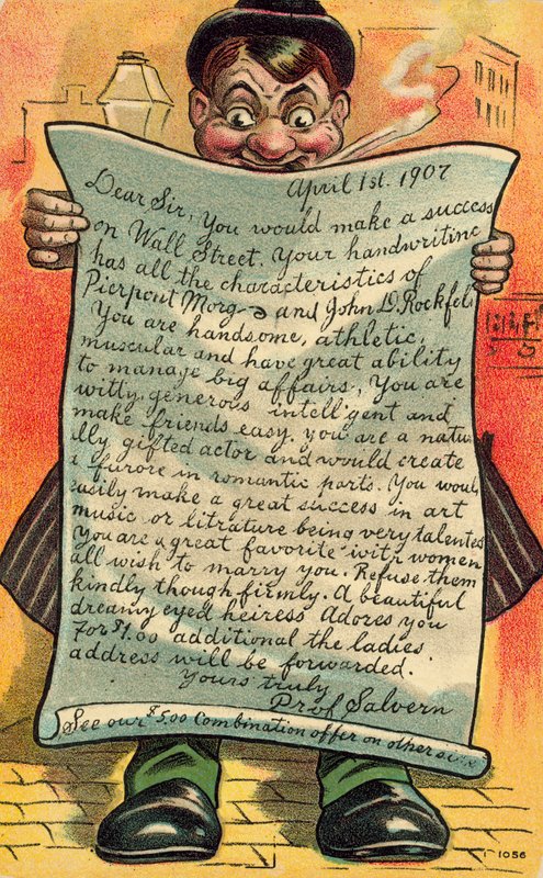 Man Reading a Flattering Letter About His Career Prospects by American School