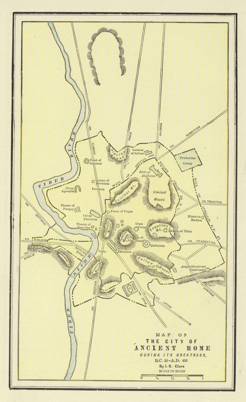 Map of the City of Ancient Rome During Its Greatness, BC 30-AD 400 by American School