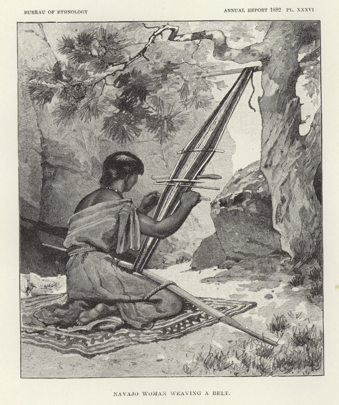 Navajo Woman Weaving a Belt by American School