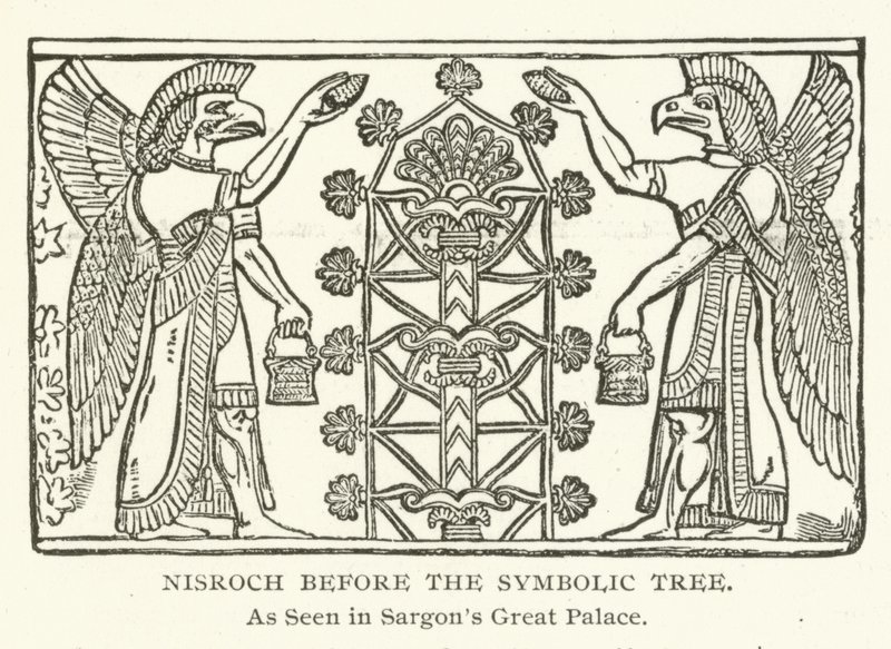Nisroch before the Symbolic Tree, as seen in Sargon