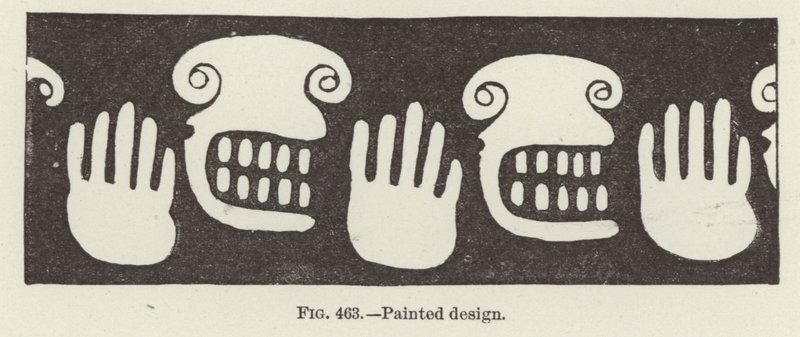 Painted Design, Hands and Faces by American School