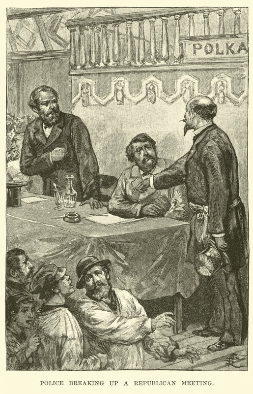 Police breaking up a Republican meeting by American School