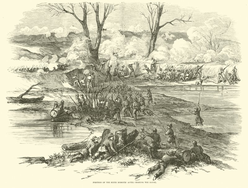Position of the Sixth Missouri after crossing the Bayou, December 1862 by American School