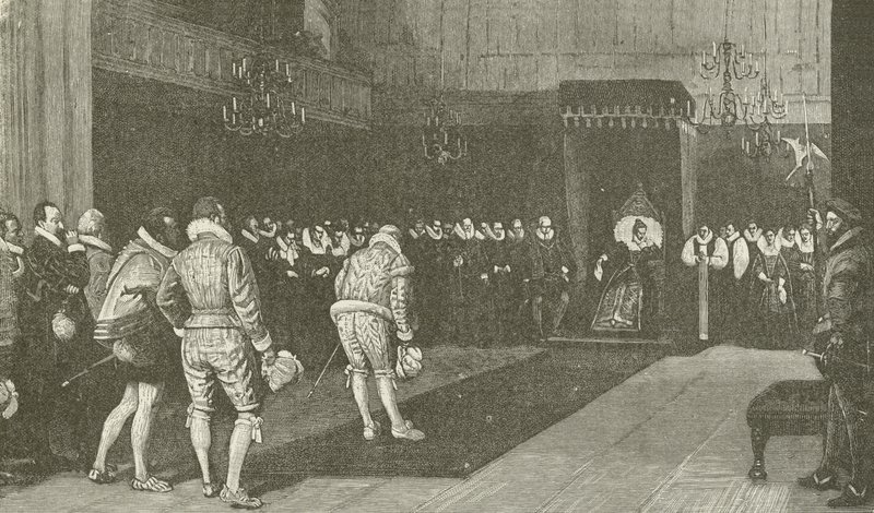 Queen Elizabeth receiving the French Ambassadors after St Bartholomew Massacre by American School