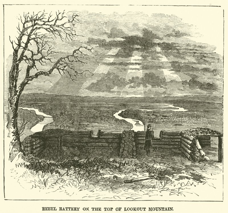 Rebel Battery on the top of Lookout Mountain, November 1863 by American School