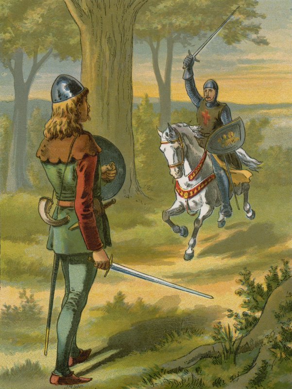 Robin Hood Stops the Knight in Black Armour by American School
