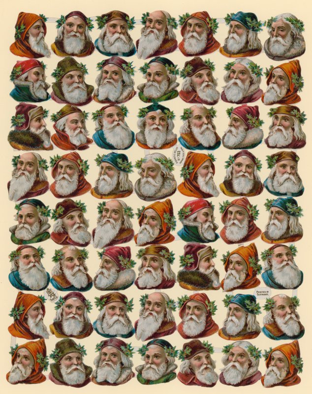 Santa Claus, sheet of heads by American School