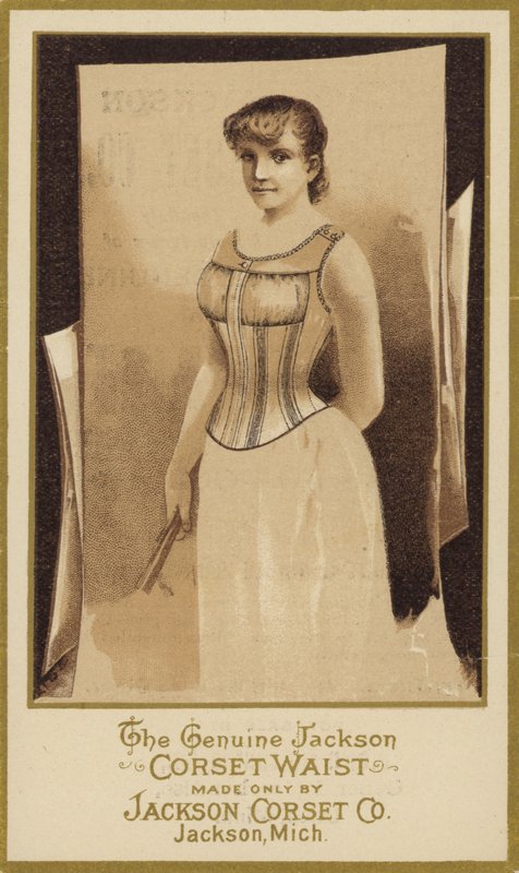 Sepia Photograph of Lady Wearing Corset by American School