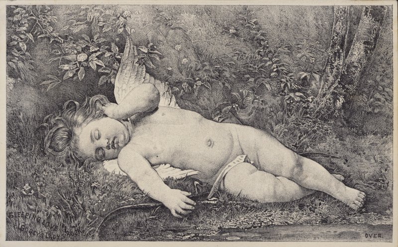 Sleeping Love, Trade Card for Godey